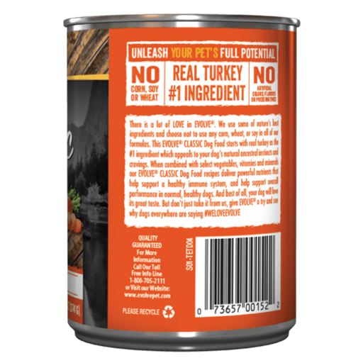 Comida Perro Evolve Lata Pavo 13oz