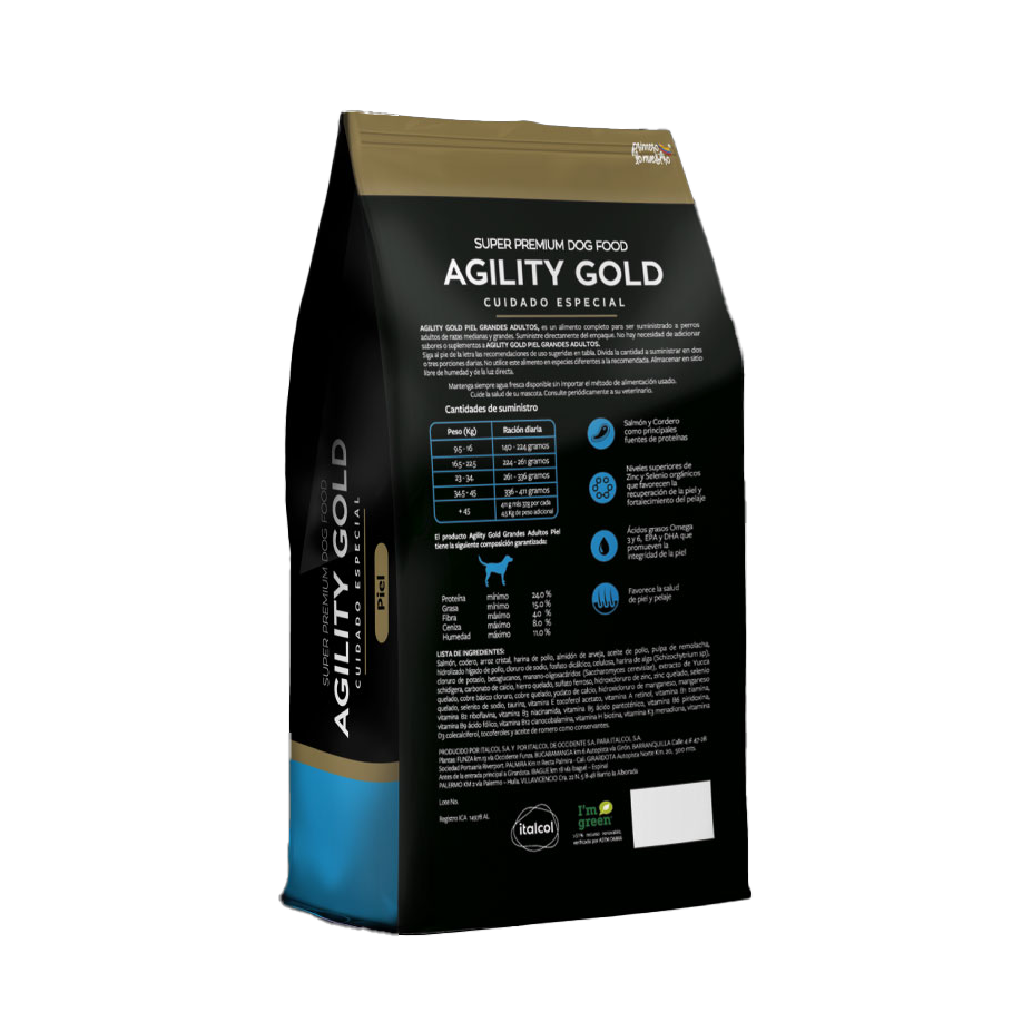 Comida Perro Agility Gold Adulto Grande Piel 8kg
